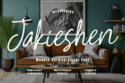 Jakieshen Modern Cursive Script Font, a Script Font by Maulana Creative (Thumbnail 1 of 7)
