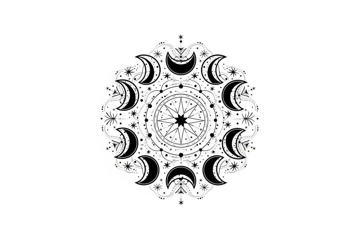Moon Phase Mandala SVG Bundle, an Illustration by yasushie (Photo 20 of 31)
