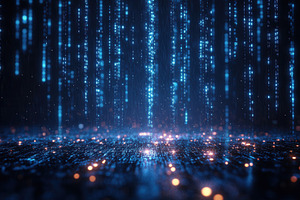 Futuristic blue and orange digital r, a Photo by Tanuart
