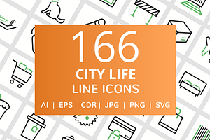 166 City Life Line Icons