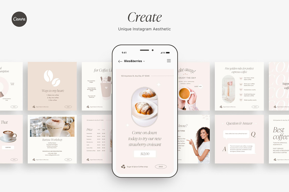 Canva Coffee Shop templates, a Social Media Template by LiliesandBerries (Photo 13 of 23)