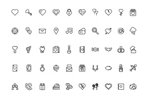 Heart Love Line Icons Set, an Outline Icon by studiogstock