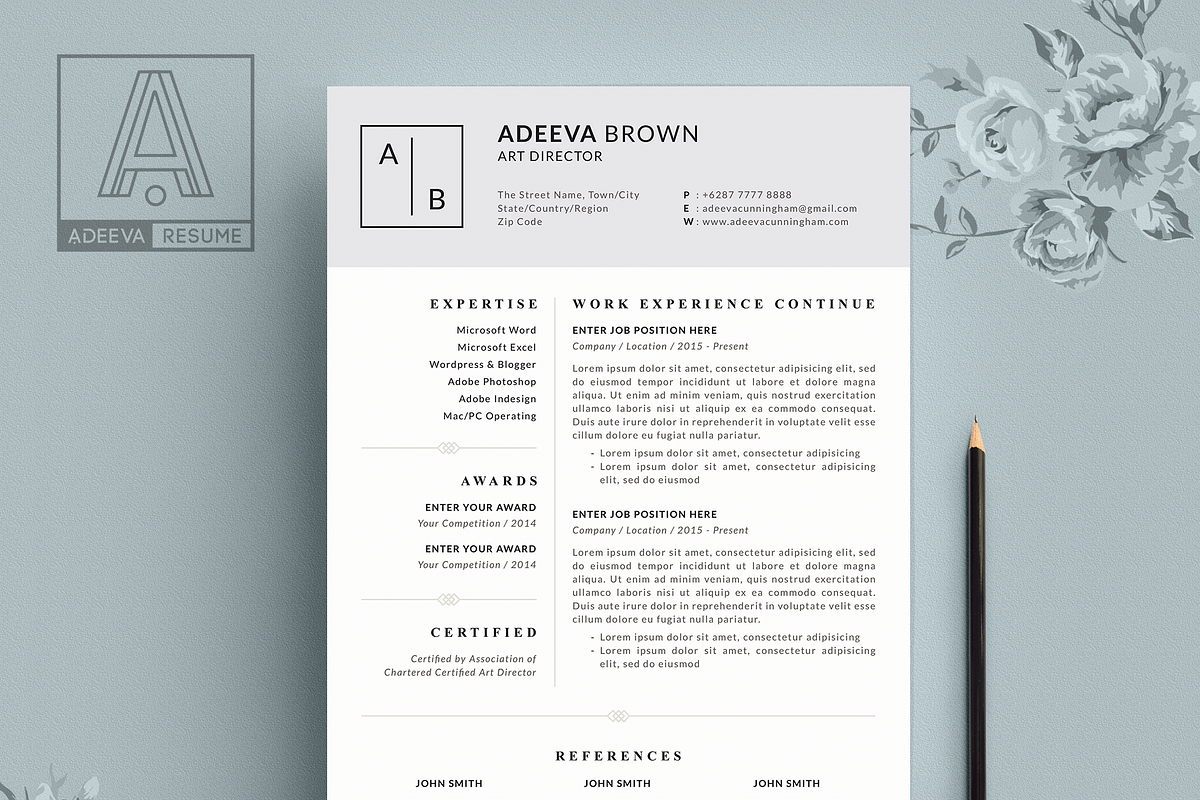 Simple Resume Template Brown, a Resume Template by AdeevaResume (Photo 3 of 4)