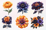 Watercolor Halloween Flowers Clipart, an Illustration by Dream Creation (Thumbnail 5 of 7)