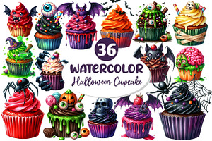 Halloween Scary Cupcake Clipart, an Illustration by Dream Creation