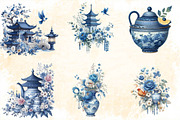 Blue Chinoiserie Summer Sublimation, an Illustration by SVGArt (Thumbnail 5 of 7)