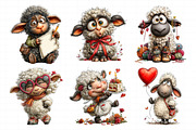 Funny Valentine Sheep Clipart, an Illustration by Daily.Designs (Thumbnail 3 of 7)