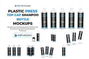 Plastic Shampoo Bottle Mockup, a Packaging Mockup by artBit Design Studio