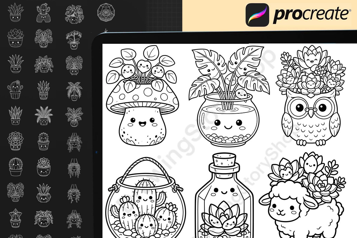 200Kawaii Plant Pot Procreate Stamps, a Brush Add-On by DrawingStoryShop (Photo 5 of 6)