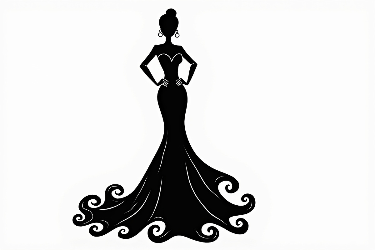 Stylish Gown Silhouette Set, an Illustration by yasushie (Photo 19 of 21)