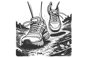 Trail Running Shoes on Forest Path, a Sport Illustration by AlexArt