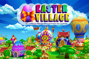 Cartoon Easter Village 