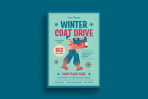 Modern Winter Coat Drive Flyer, a Flyer Template by VectorVactory