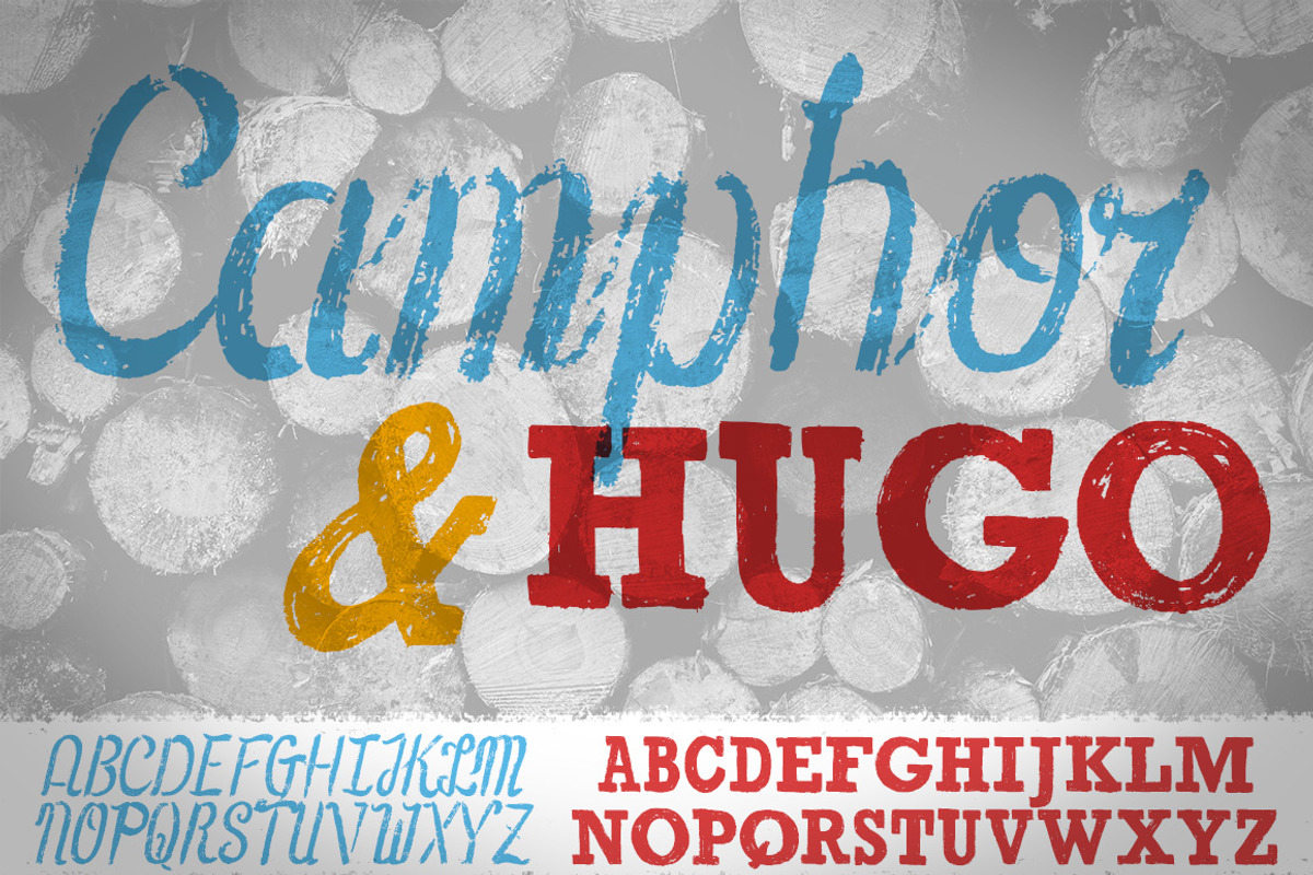 Camphor & Hugo: 2 Fonts + 40 illus. preview 2