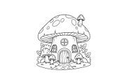 Whimsical Mushroom House Line Art bu, an Illustration by Designs_River (Thumbnail 23 of 51)