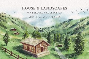 Watercolor House & Landscapes