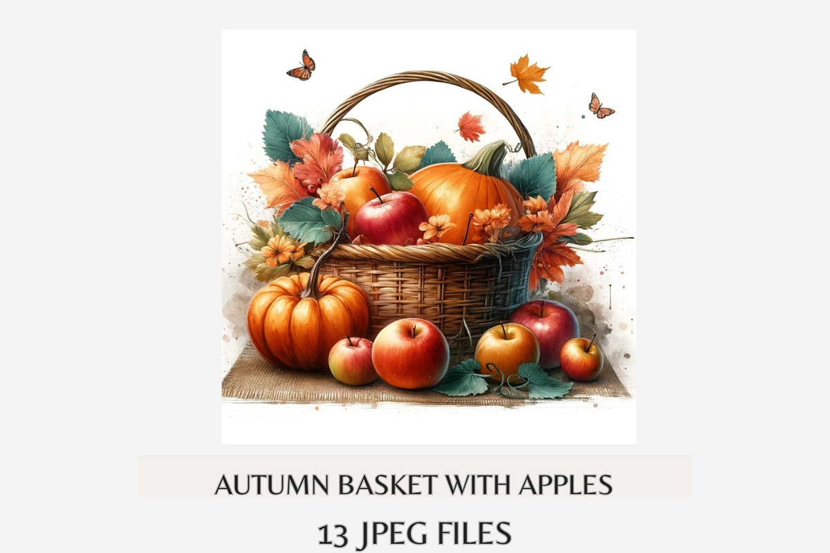 Autumn Basket Clipart Bundle, a Seasonal Illustration by Tanya Kart (Photo 4 of 5)