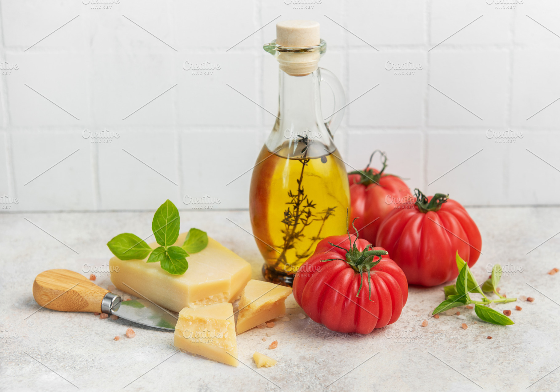 Fresh italian cooking ingredients preparing healthy mediterranea, a Food & Drink Photo by Olena Rudo