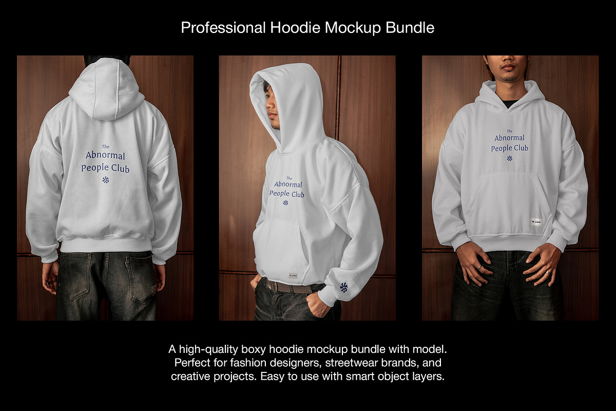 Boxy Hoodie Mockup w/ Model, a Hoody Mockup by Mocktopia (Photo 2 of 10)
