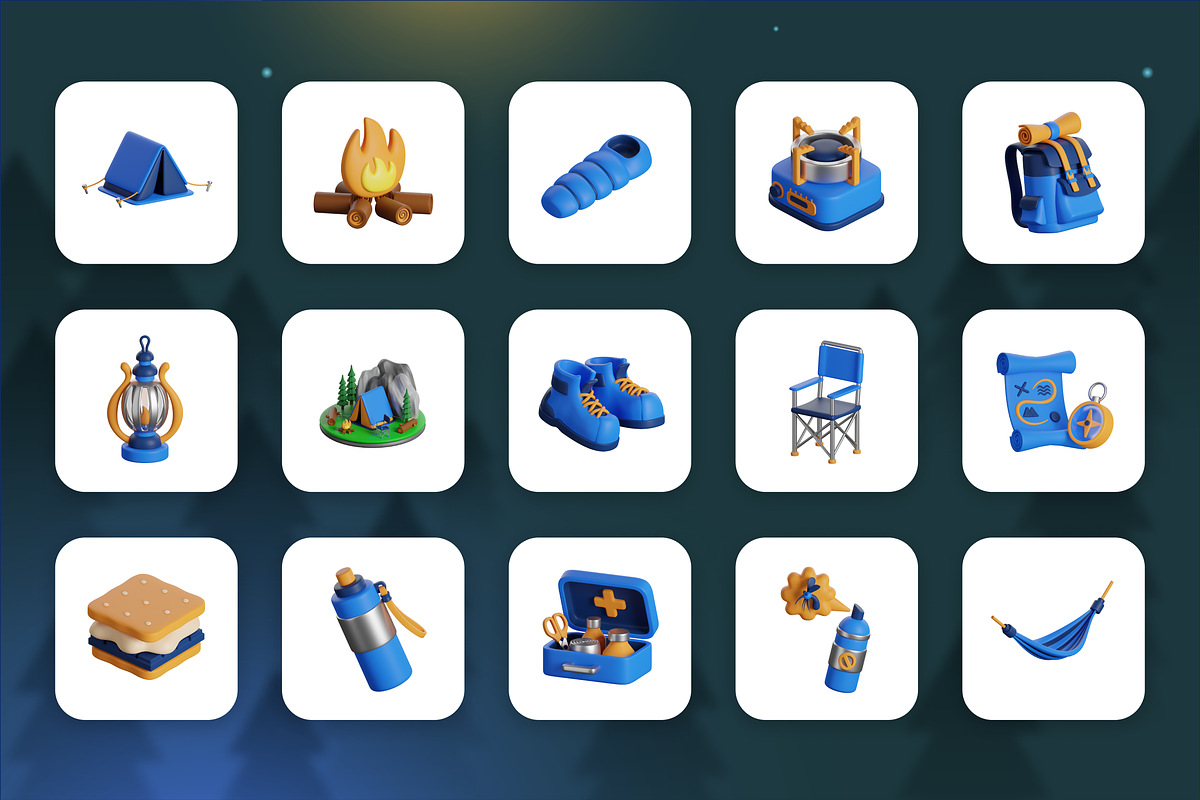 3D Animated Outdoor Adventure Icons, an Object 3D Model by Flat Icons (Photo 5 of 5)