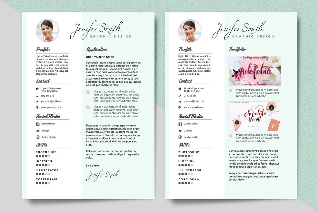 A4/Letter Creative Resume Templates, a Resume Template by feydesign (Photo 2 of 3)