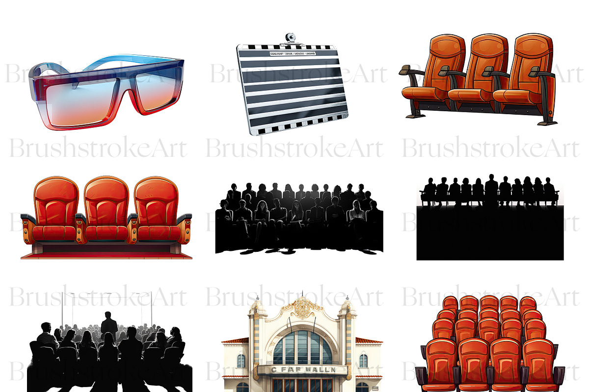 Watercolor Cinema Clipart, Theatre, a Technology Illustration by BrushstrokeArtGB (Photo 3 of 9)
