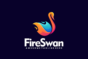 Fire Swan Gradient Colorful Style.