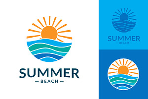 vibrant sun and ocean waves, a Branding & Logo Template by Saba Vector