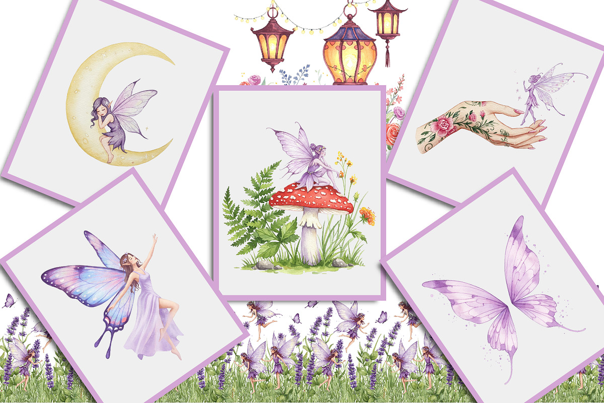 Watercolor Magical Garden Purple Png, an Illustration by Creative Art (Photo 4 of 7)
