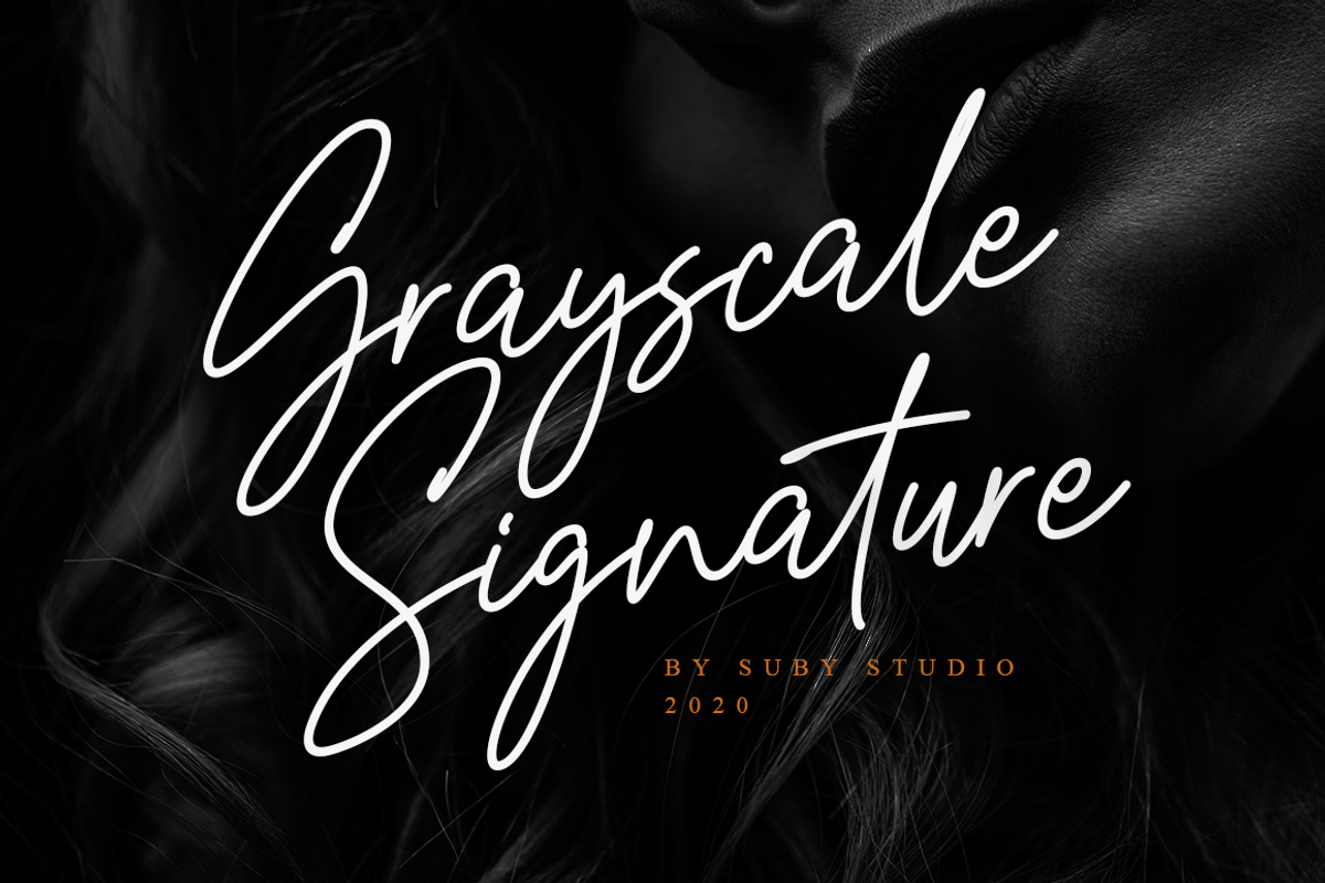Grayscale Signature, a Script Font by Suby Studio (Photo 1 of 6)