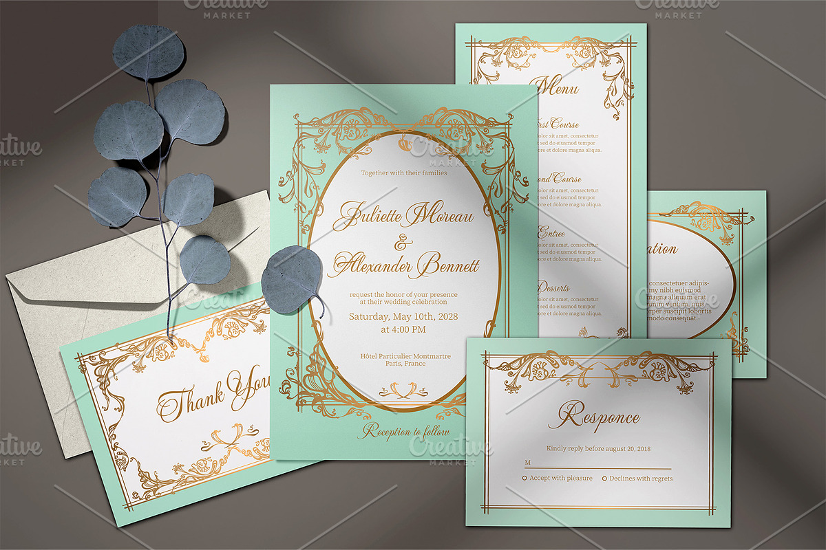Baroque Wedding Stationery Suite, an Invitation Template by ilustrinna (Photo 1 of 14)