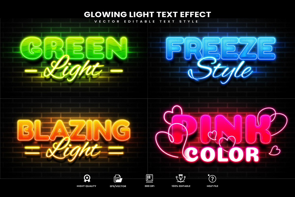 Glowing Light Vector Text Effect V2, a Layer Style Add-On by Niestart Creation (Photo 1 of 5)
