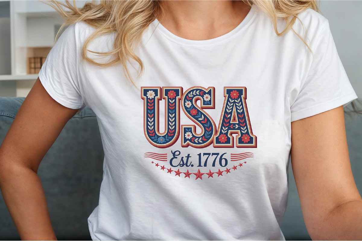 Floral Embroidery USA Png Retro Amer, an Illustration by Sublimation Artist (Photo 5 of 9)