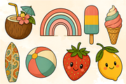 Retro Beach Collection, a Seasonal Illustration by KiddoGlyphs Studio (Thumbnail 2 of 4)