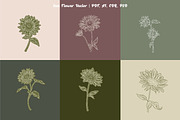 Sun Flower Vector Line, a Decorative Illustration by Ben studio (Thumbnail 2 of 5)