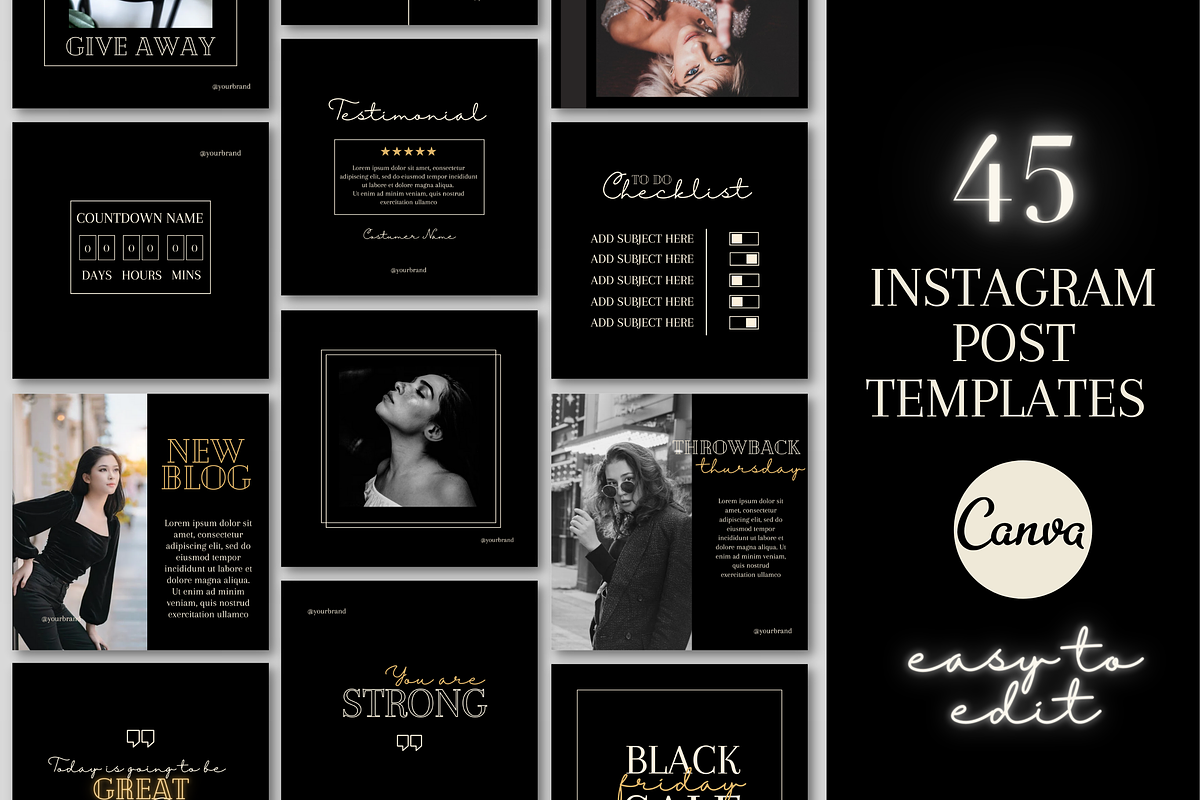 Luxe Dark Minimal Instagram Template, a Social Media Template by Faytemplates (Photo 2 of 10)