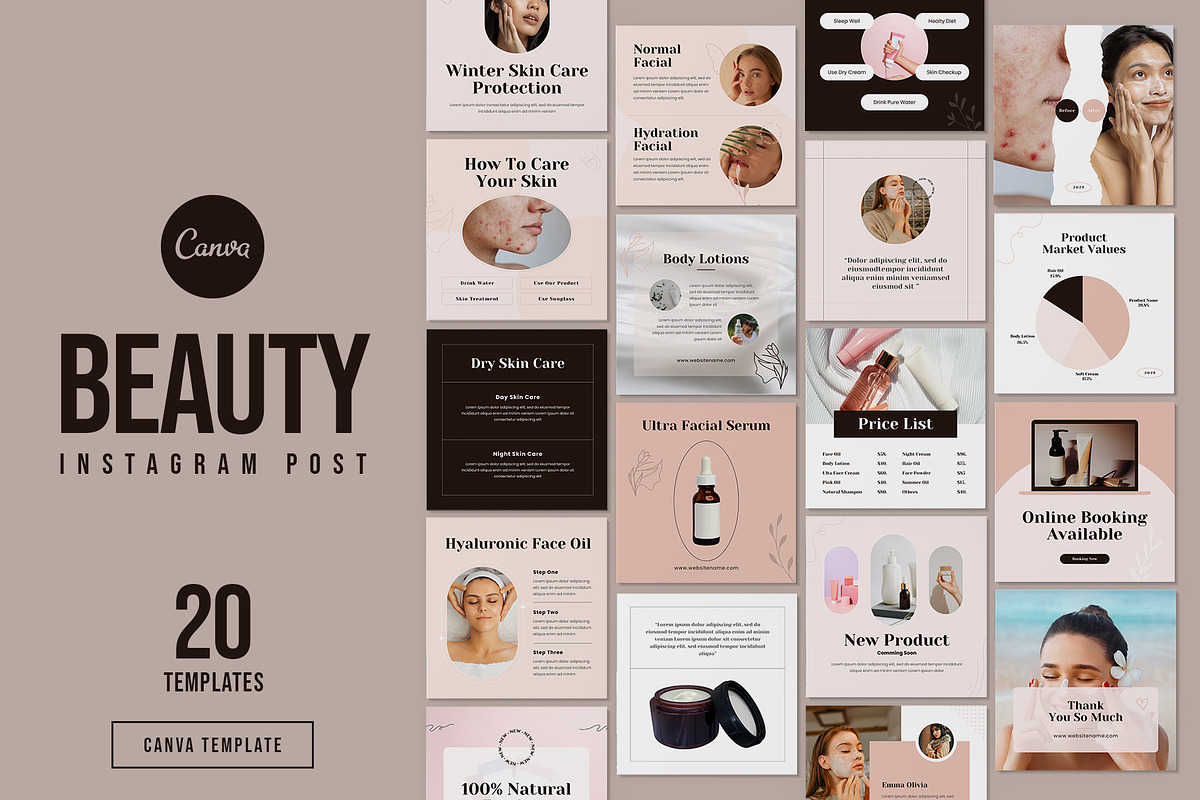 Beauty Skincare Instagram Canva, a Social Media Template by Pixelpick