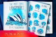 12 Famous Landmarks in Vector, an Illustration by Varvara Gorbash (Thumbnail 1 of 3)