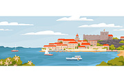 European town on sea coast landscape, an Illustration by Good Studio (Thumbnail 1 of 3)