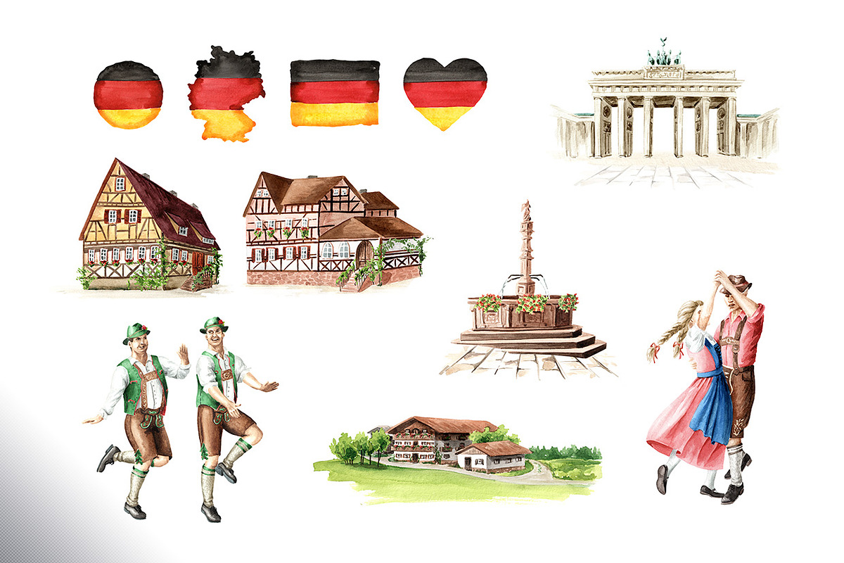 Welcome to Germany. Watercolor set, an Illustration by Daria Ustiugova (Photo 13 of 15)