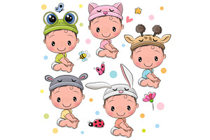 Set Of Cute Cartoon Babies