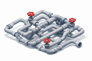 Isometric Industrial Pipe System, an Illustration by AlexArt