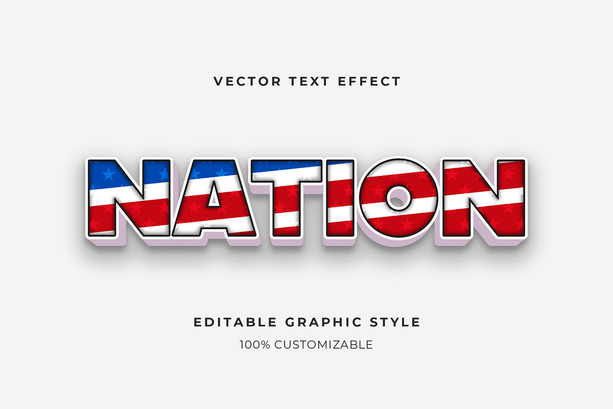 USA Flag 3D Block Text Effect