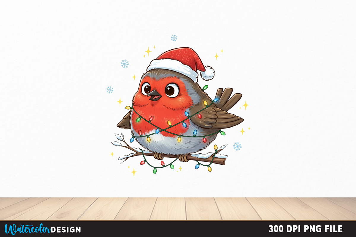 Christmas Robin Bird PNG, an Illustration by Watercolor design (Photo 4 of 6)