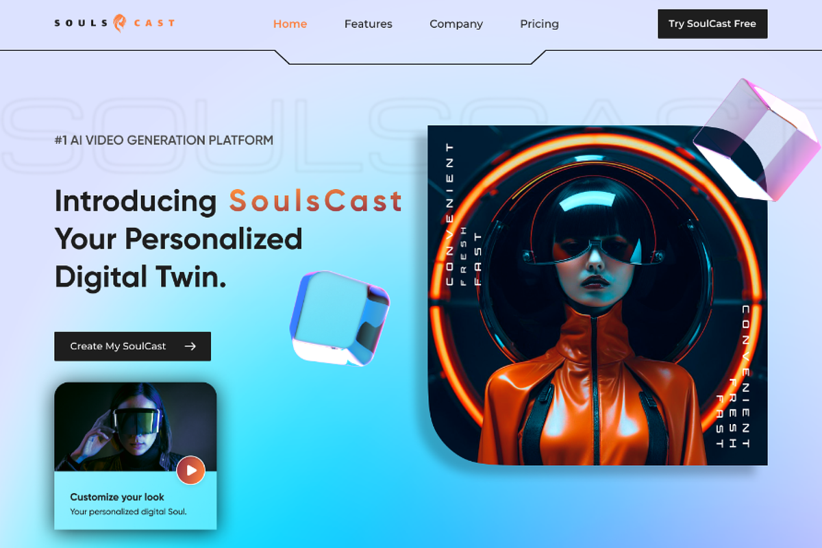 SoulsCast | AI Video Generator, a Landing Page Template by Sufian Masood (Photo 2 of 5)