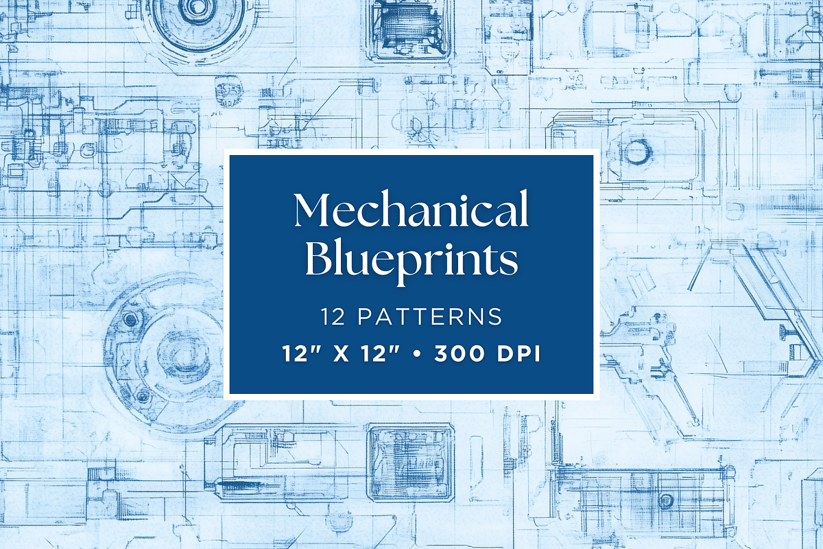 Vintage Blueprint Patterns, a Pattern Graphic by Artful Assets Boutique (Photo 1 of 4)