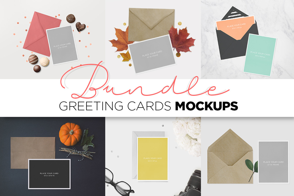 Greeting Cards Mockup BUNDLE, a Print Template by tomodachi studio (Photo 1 of 8)