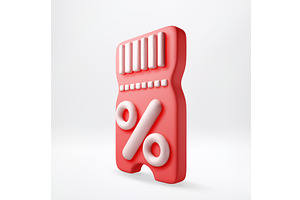 Red 3d coupon with percent sign icon, an Object Illustration by Abscent