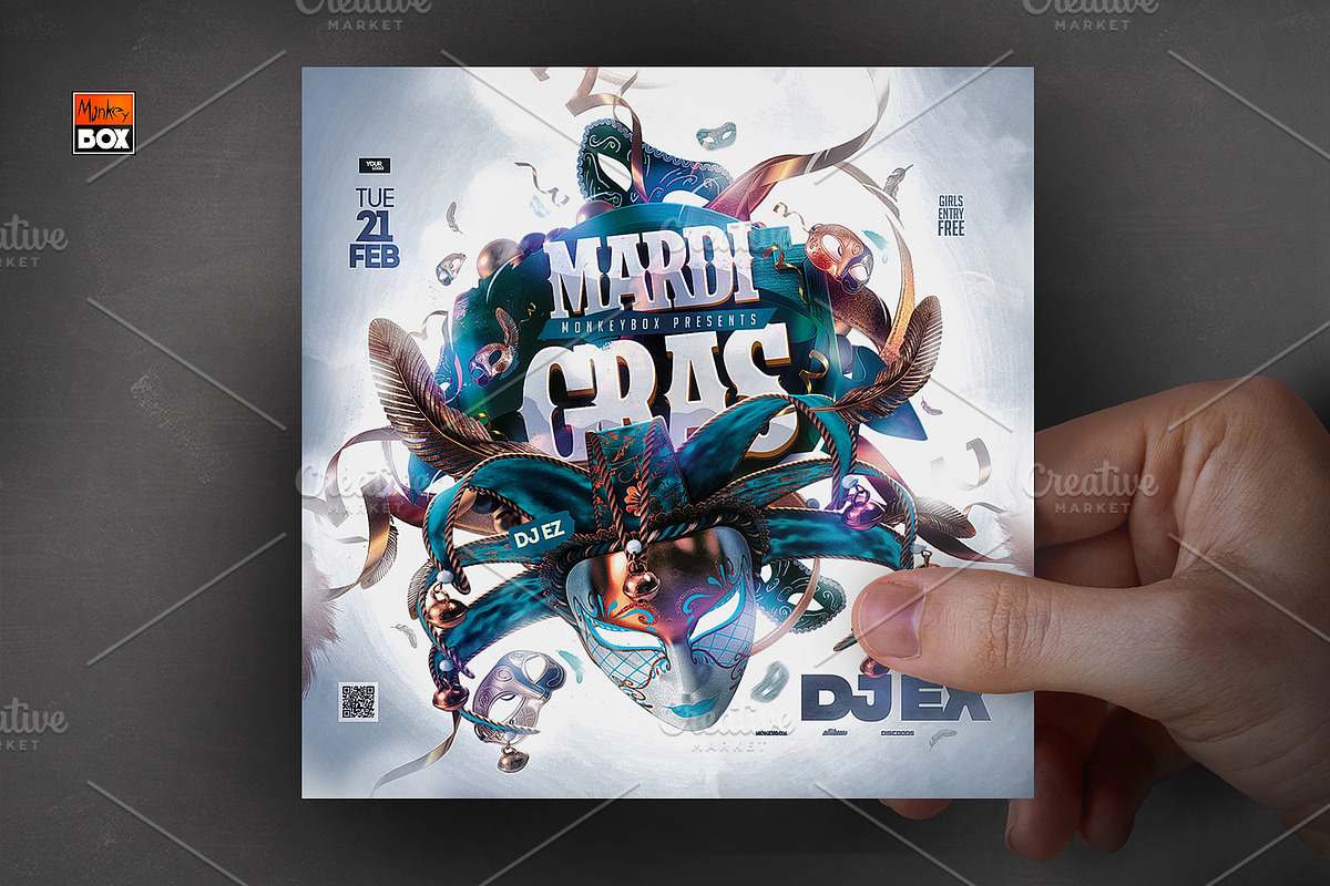 Flyer Template Mardi Gras, a Flyer Template by MonkeyBOX (Photo 3 of 3)