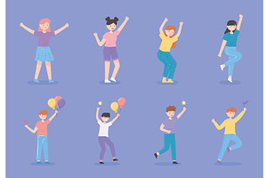 celebrating happy people, set, a Person Illustration by studiogstock